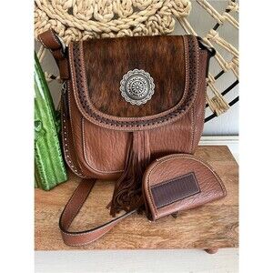 Blazin Roxx Ella concealed carry Messenger purse with holster Calf Hair